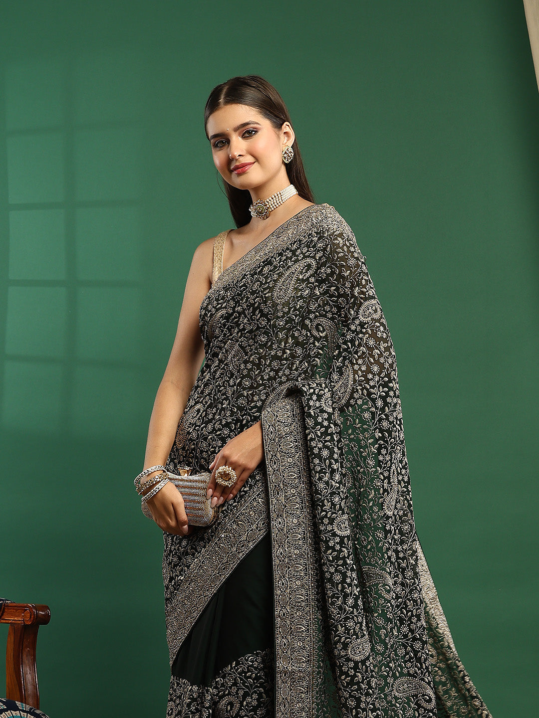 Embroidered Georgette Saree
