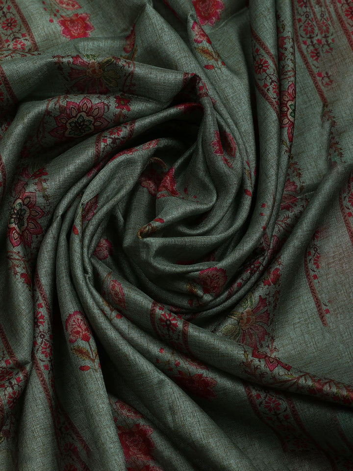 Embroidered Tussar Unstitched Suit With Dupatta