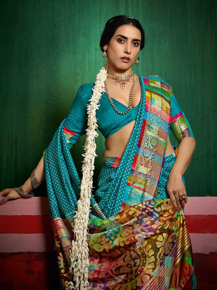 Bandhani Printed Art Silk Saree