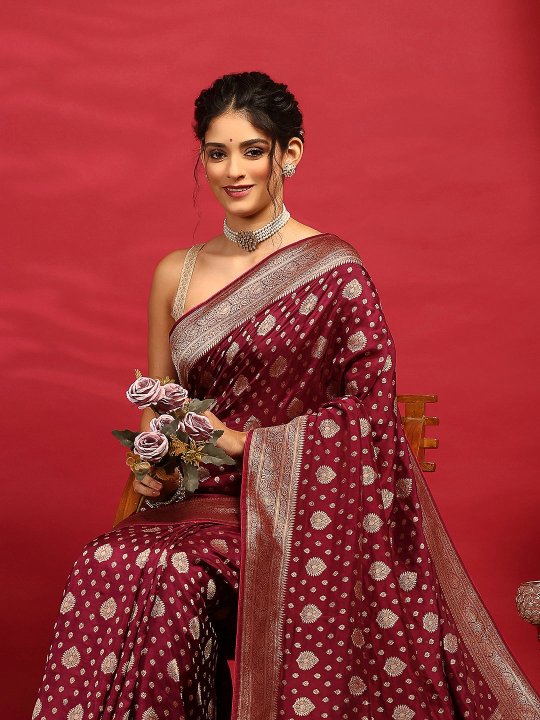 Woven Design Satin Saree