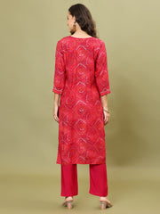 Bandhani Printed Cotton Kurta With Pants