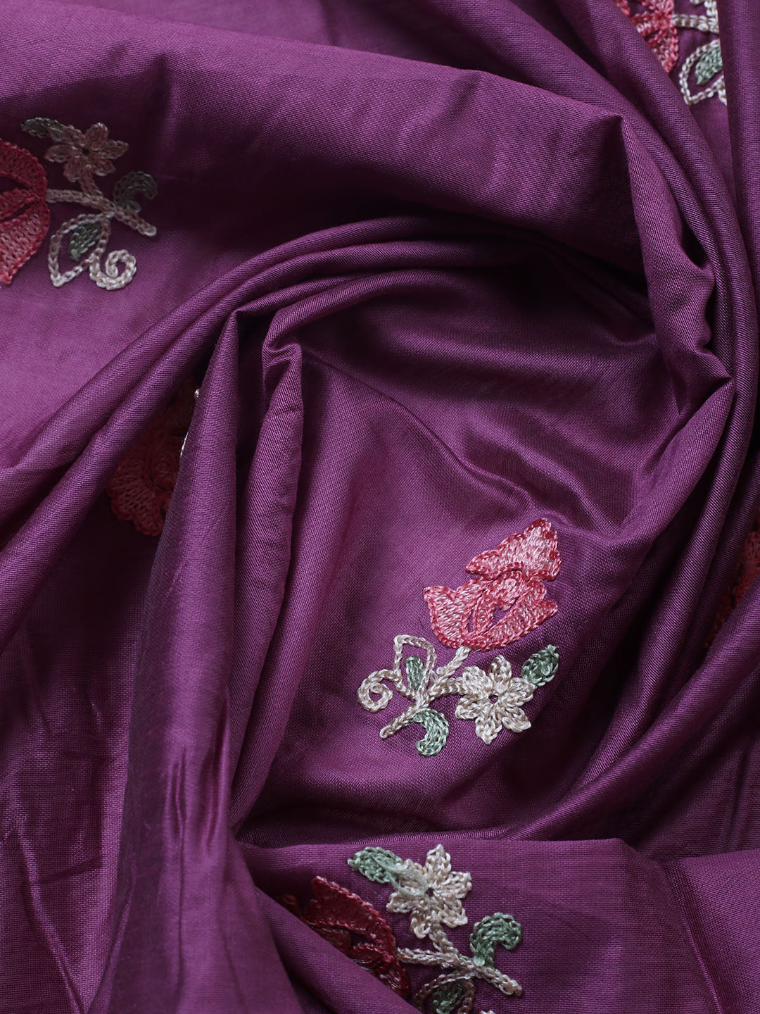 Embroidered Chanderi Unstitched Suit With Pant &amp; Dupatta