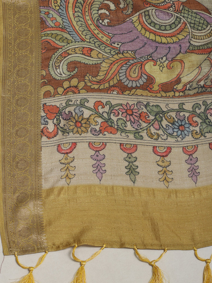 Printed Tussar Saree
