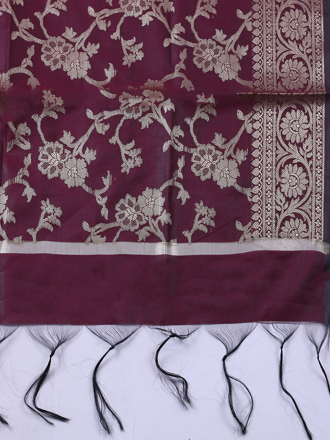 Banarasi Chanderi Unstitched Suit With Pant &amp; Dupatta