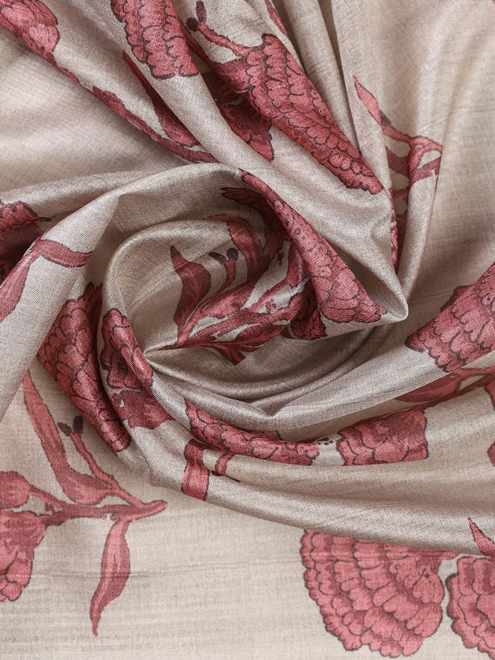 Printed Chanderi Unstitched Suit With Dupatta