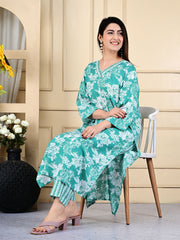 Printed Cotton Blend Kurta With Pants