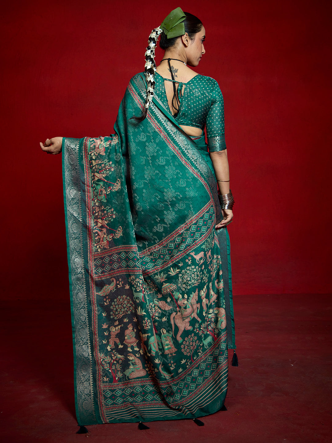 Abstract Printed Art Silk Saree