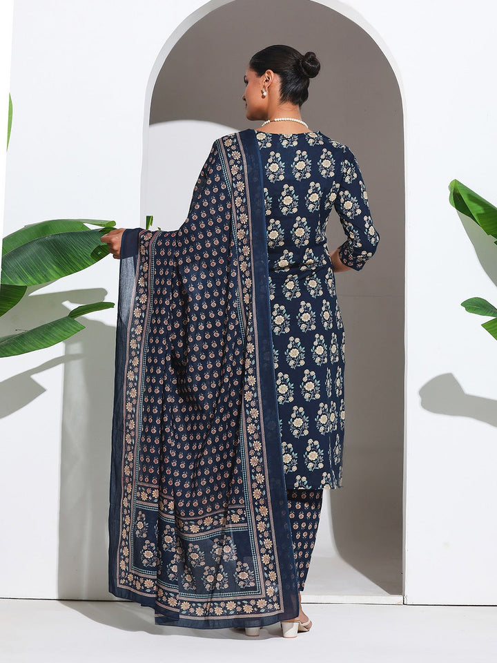 Printed Cotton Blend Kurta With Pant &amp; Dupatta