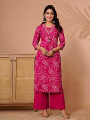 Printed Cotton Blend Kurta With Pant & Dupatta