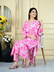 Printed Cotton Blend Kurta With Pants