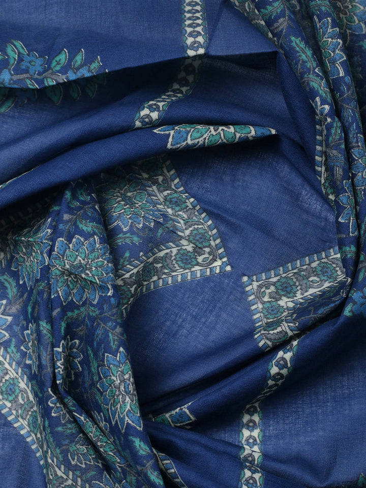 Embroidered Cotton Blend Unstitched Suit With Pant &amp; Dupatta