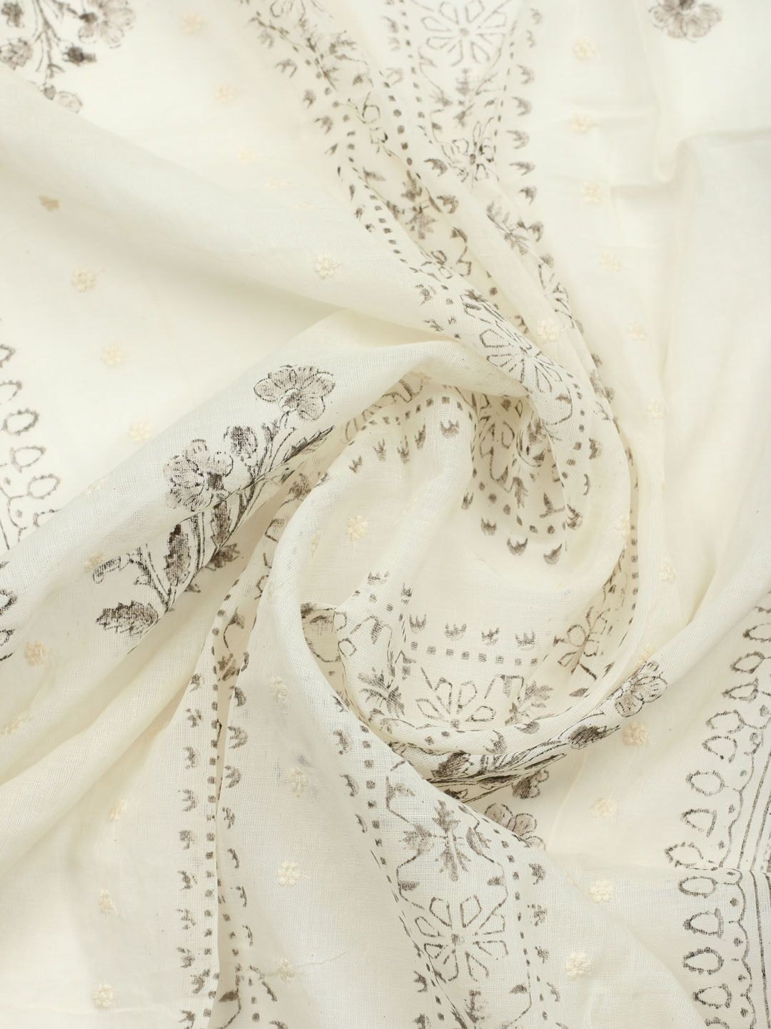 Printed Cotton Blend Unstitched Suit With Pant &amp; Dupatta