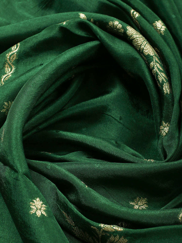 Embroidered Chanderi Unstitched Suit With Pant &amp; Dupatta