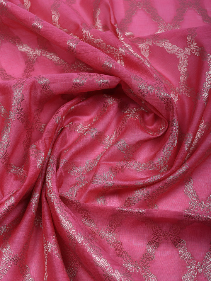 Woven Design Art Silk Unstitched Suit With Pant &amp; Dupatta
