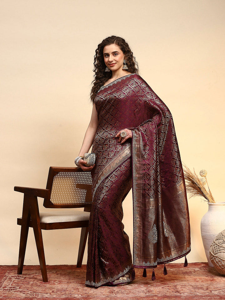 Woven Design Satin Saree