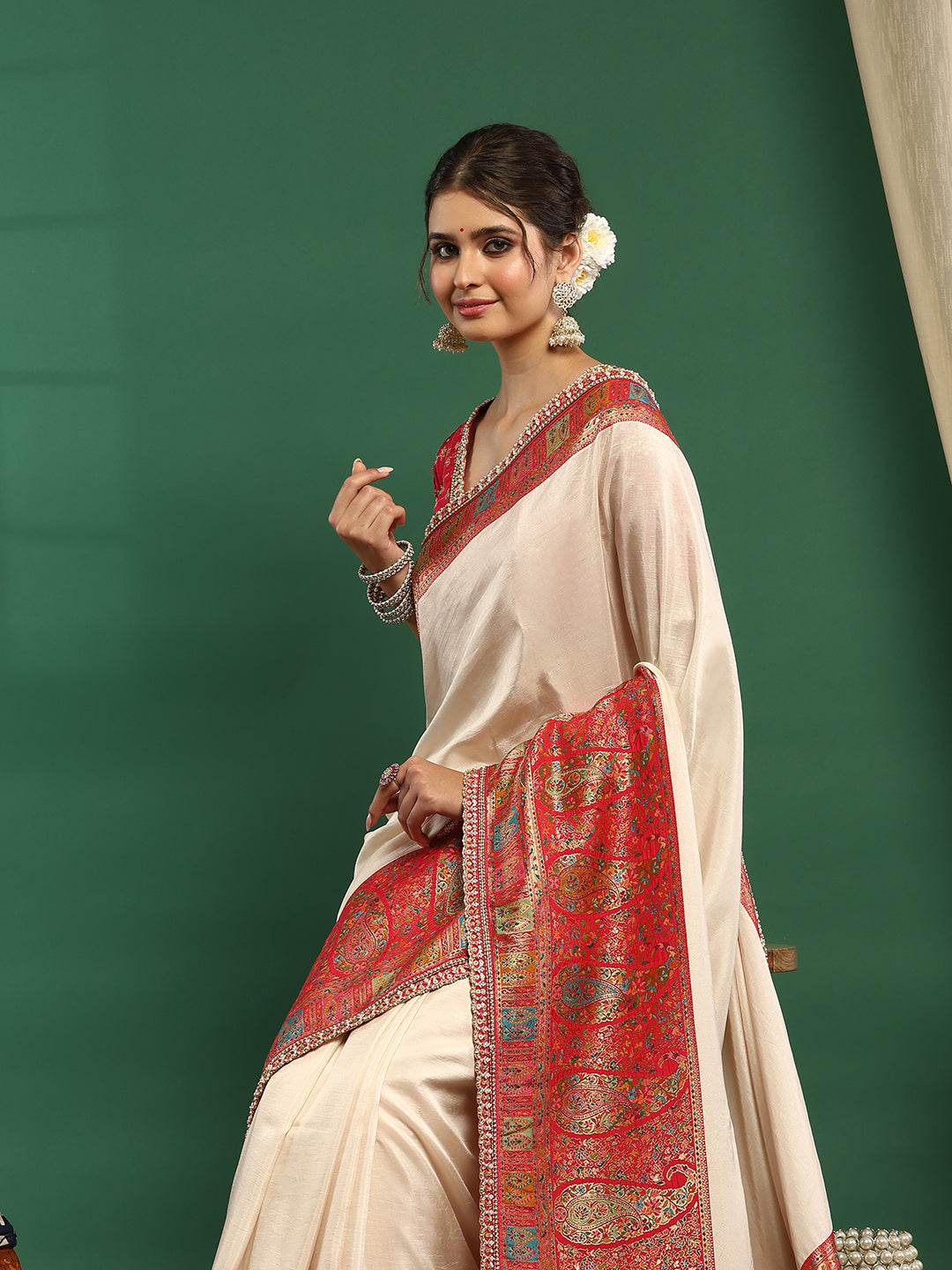 Embroidered Dola Silk Saree