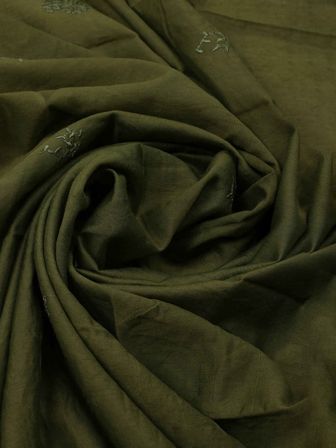 Embroidered Cotton Blend Unstitched Kurta With Pant & Dupatta