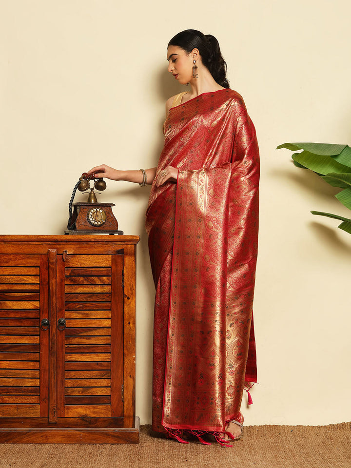Paisley Woven Design Art Silk Saree