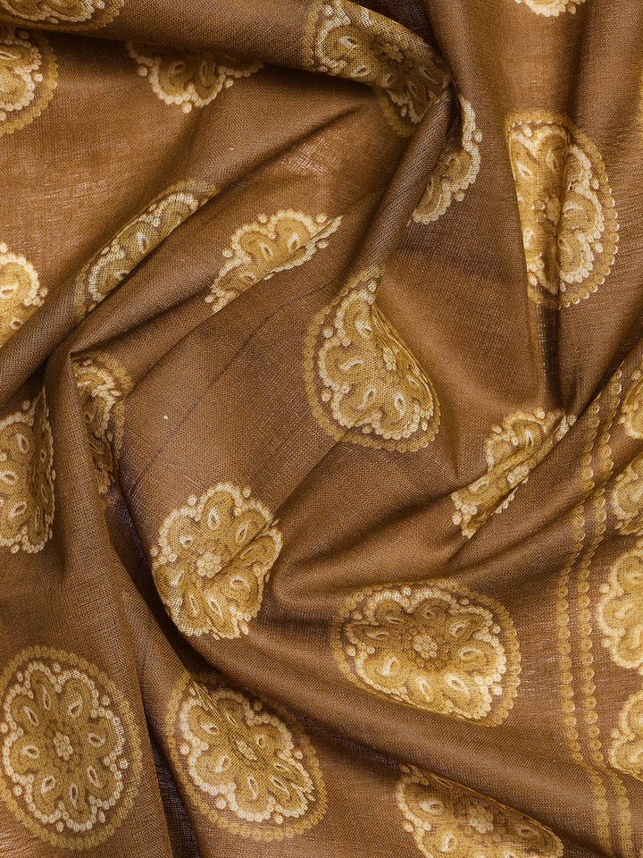 Printed Cotton Blend Unstitched Suit With Dupatta