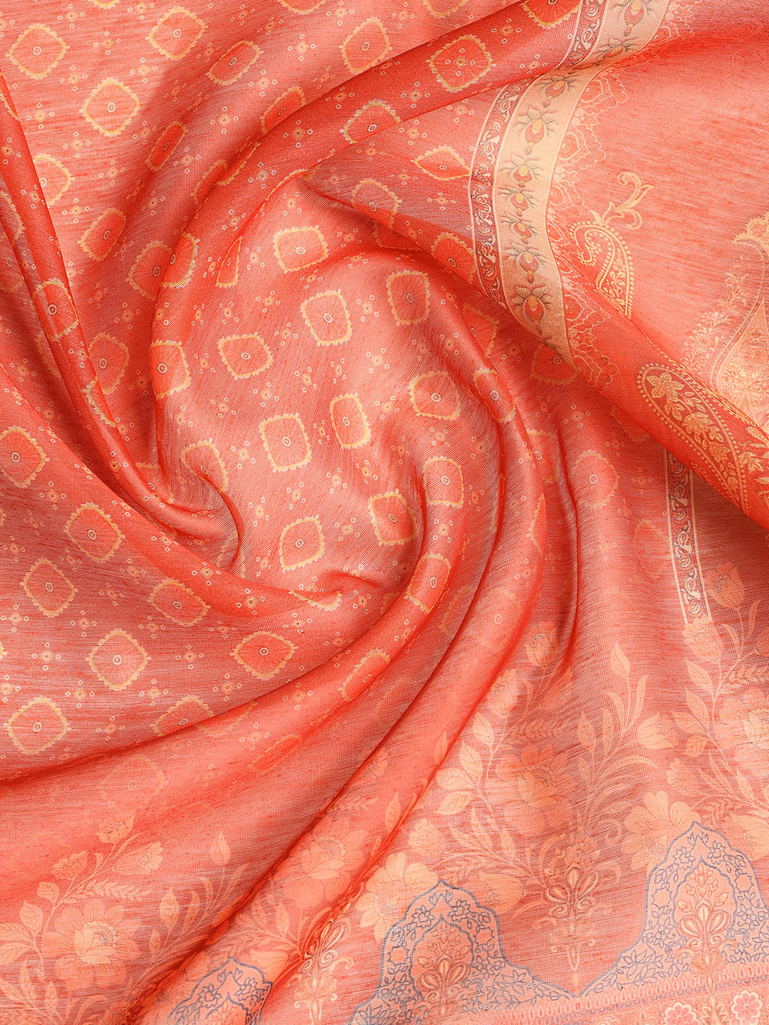 Printed Booti Chanderi Unstitched Suit With Dupatta