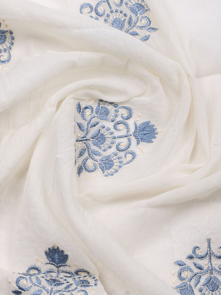 Printed Cotton Blend Unstitched Suit With Pant &amp; Dupatta