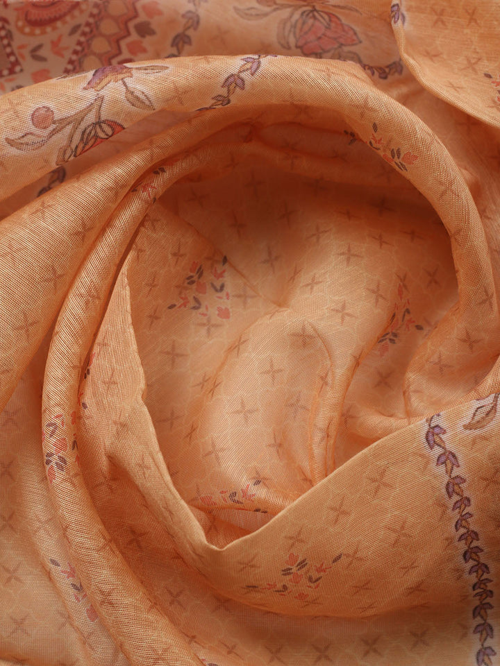 Embellished Chanderi Unstitched Suit With Pant &amp; Dupatta