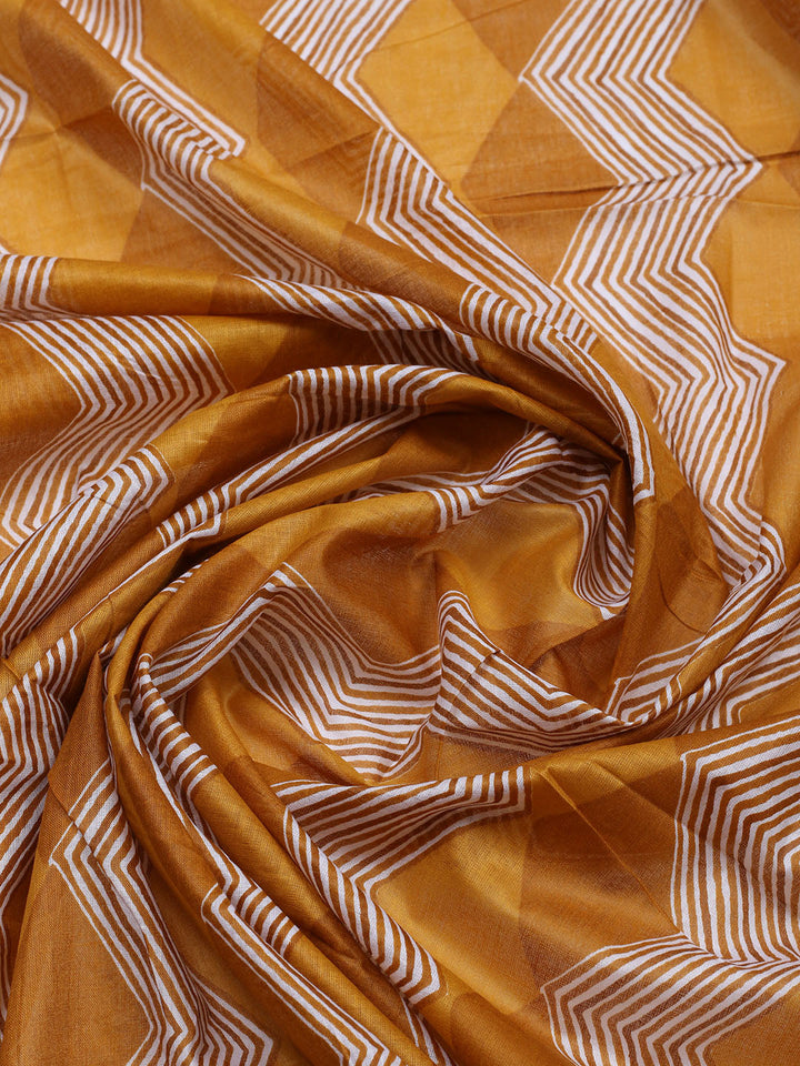 Printed Cotton Blend Unstitched Suit With Pant &amp; Dupatta