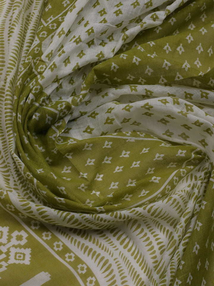 Printed Cotton Blend Unstitched Suit With Dupatta