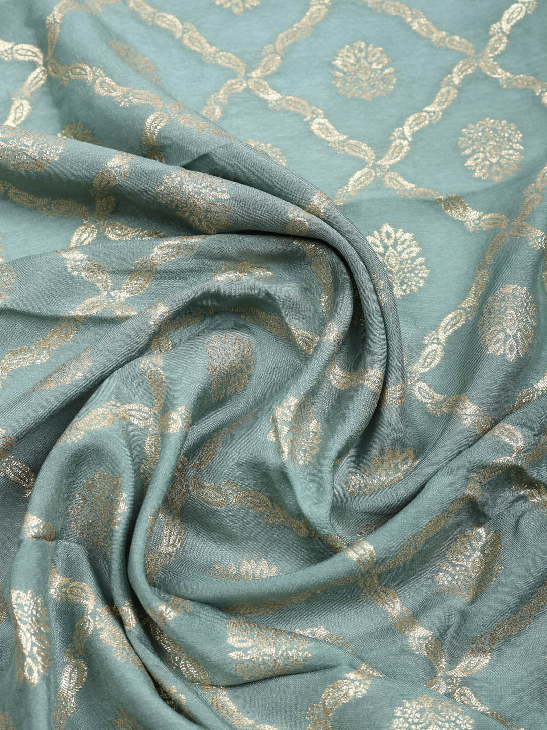 Embroidered Chanderi Unstitched Suit With Pant &amp; Dupatta