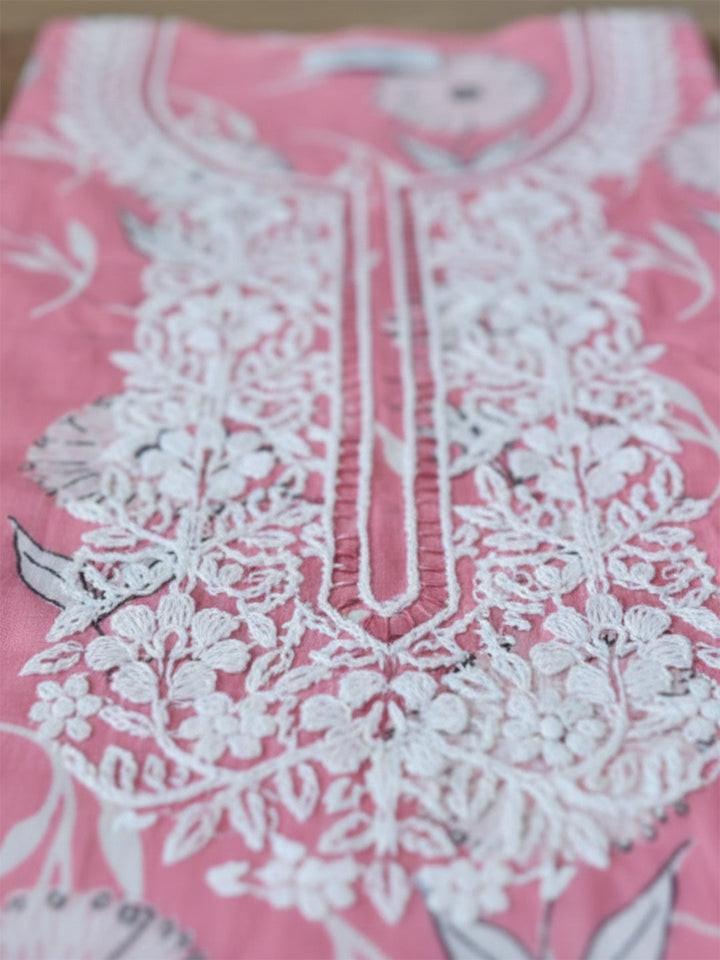 Embroidered Cotton Blend Unstitched Suit With Pant &amp; Dupatta