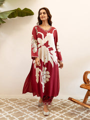 Floral Printed Cotton Kurta With Pants