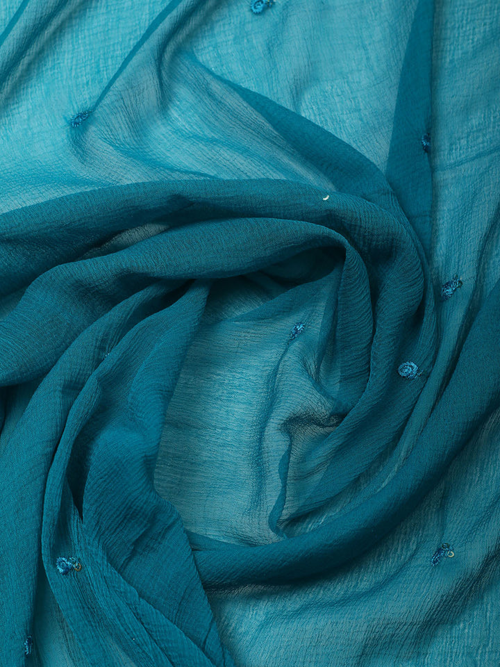 Embroidered Cotton Blend Unstitched Suit With Pant &amp; Dupatta