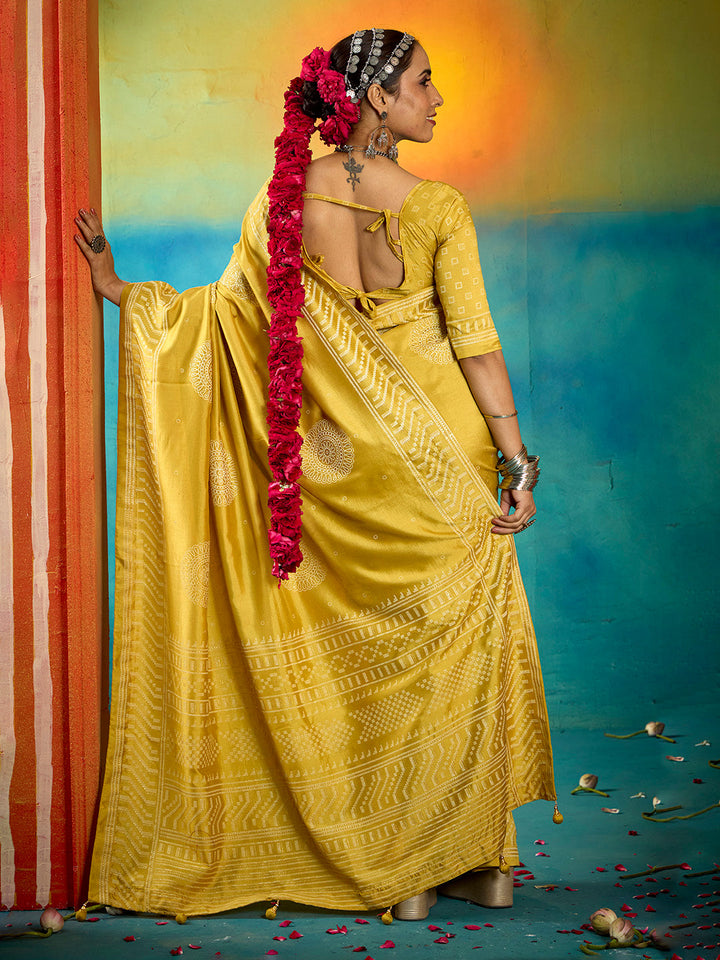 Abstract Print Art Silk Saree