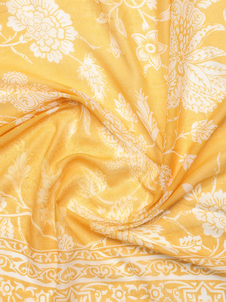 Printed Cotton Blend Unstitched Suit With Dupatta