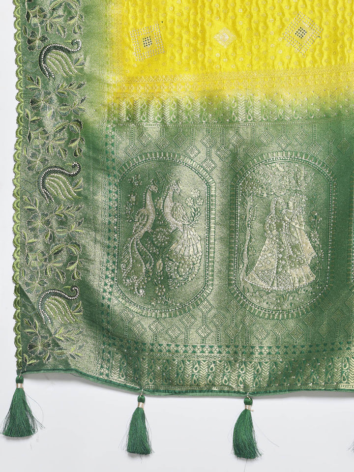 Zari Border Booti Art Silk Woven Saree