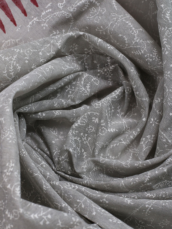 Patch Neck Cotton Blend Unstitched Suit With Dupatta