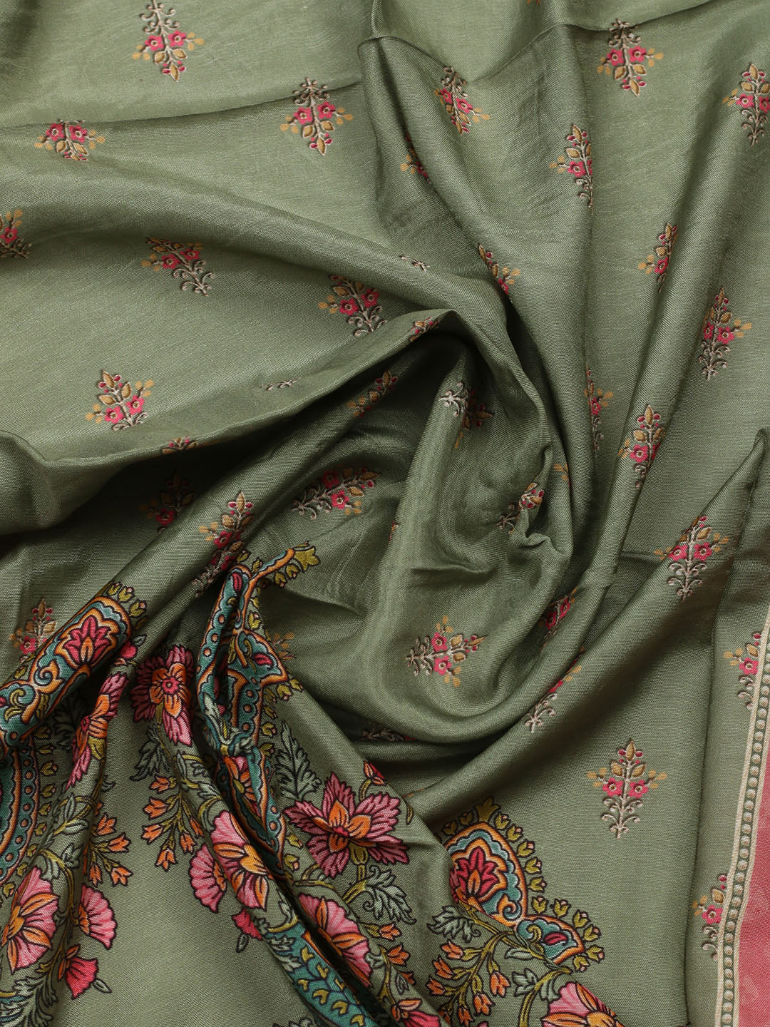 Embroidered Muslin Unstitched Suit With Pant &amp; Dupatta
