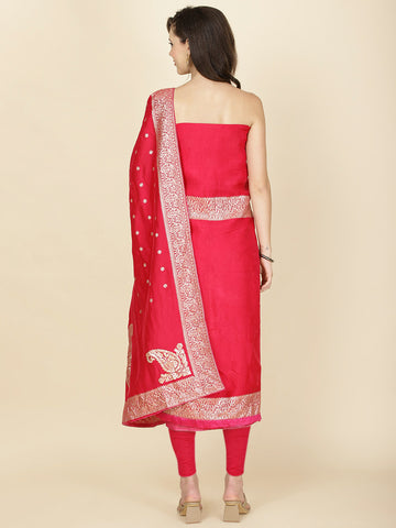 Woven Chanderi Unstitched Suit Piece With Dupatta