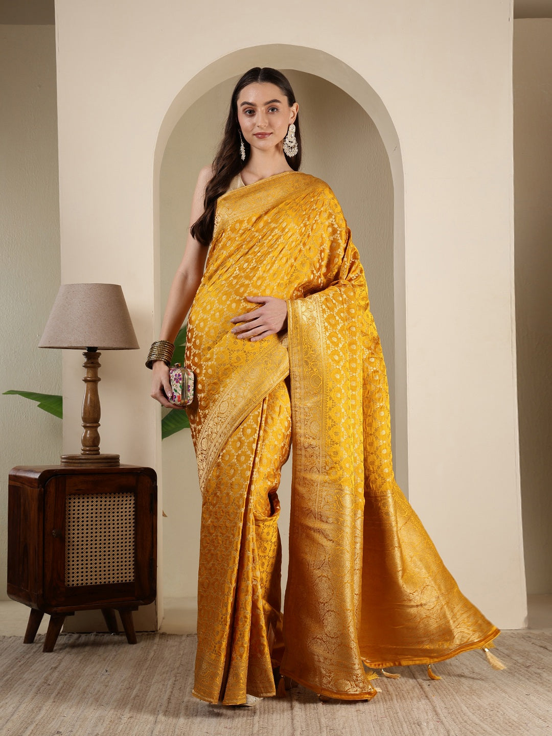Woven Design Satin Saree