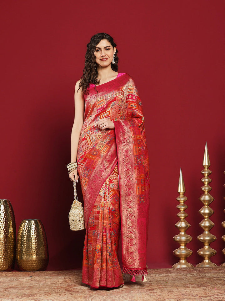 Woven Design Satin Saree