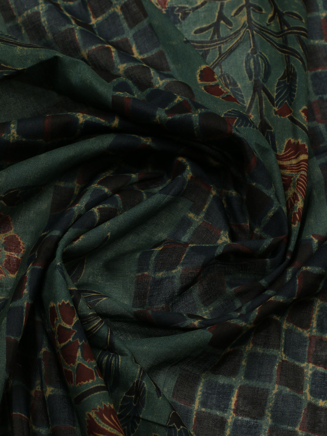 Embroidered Cotton Blend Unstitched Suit With Pant &amp; Dupatta