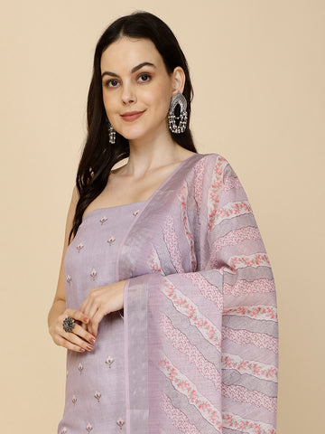 Printed Linen Unstitched Suit Piece With Dupatta