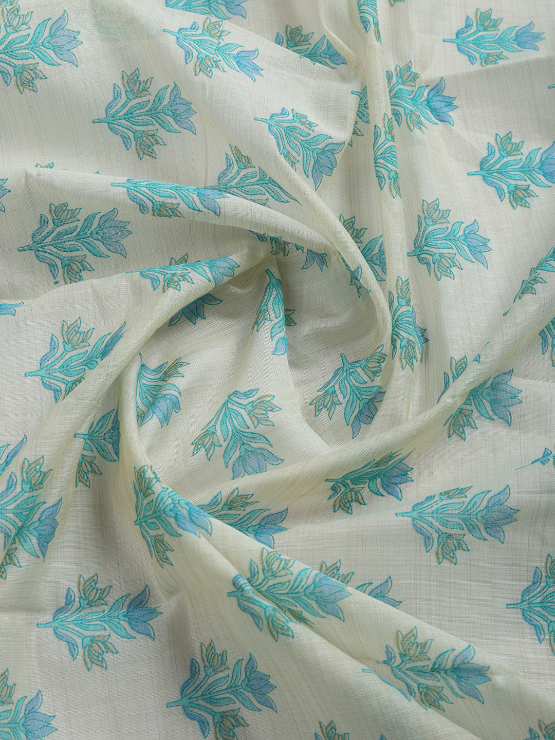 Printed, Chanderi Unstitched Suit With Pant &amp; Dupatta