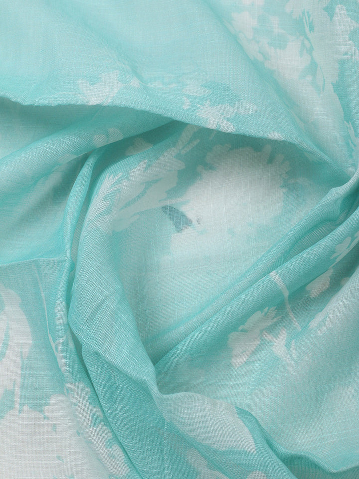 Embroidered Linen Blend Unstitched Suit With Pant &amp; Dupatta