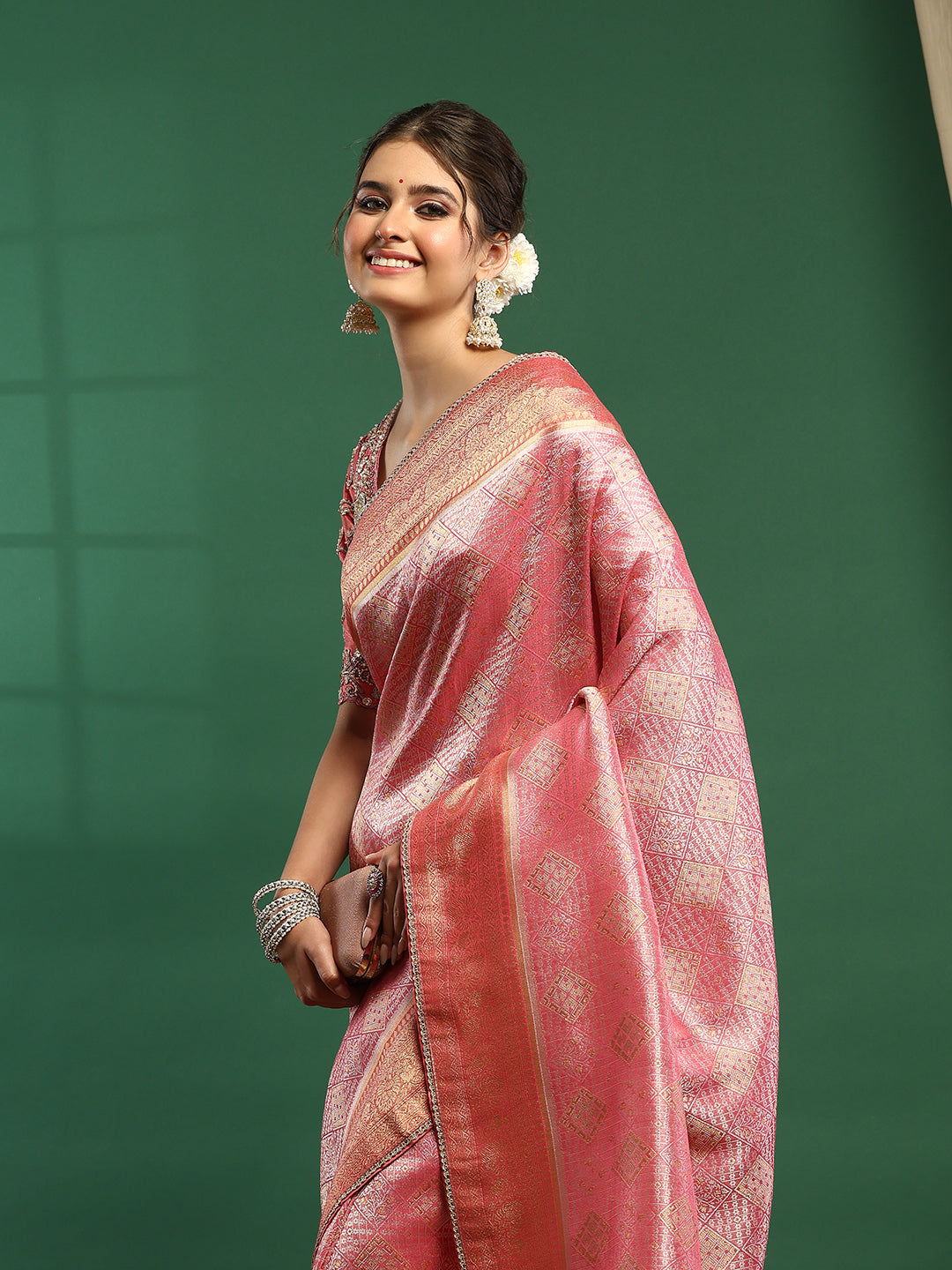 Embroidered Dola Silk Saree