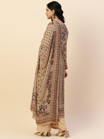 Digital Printed Straight Crepe Kurta With Palazzo & Dupatta