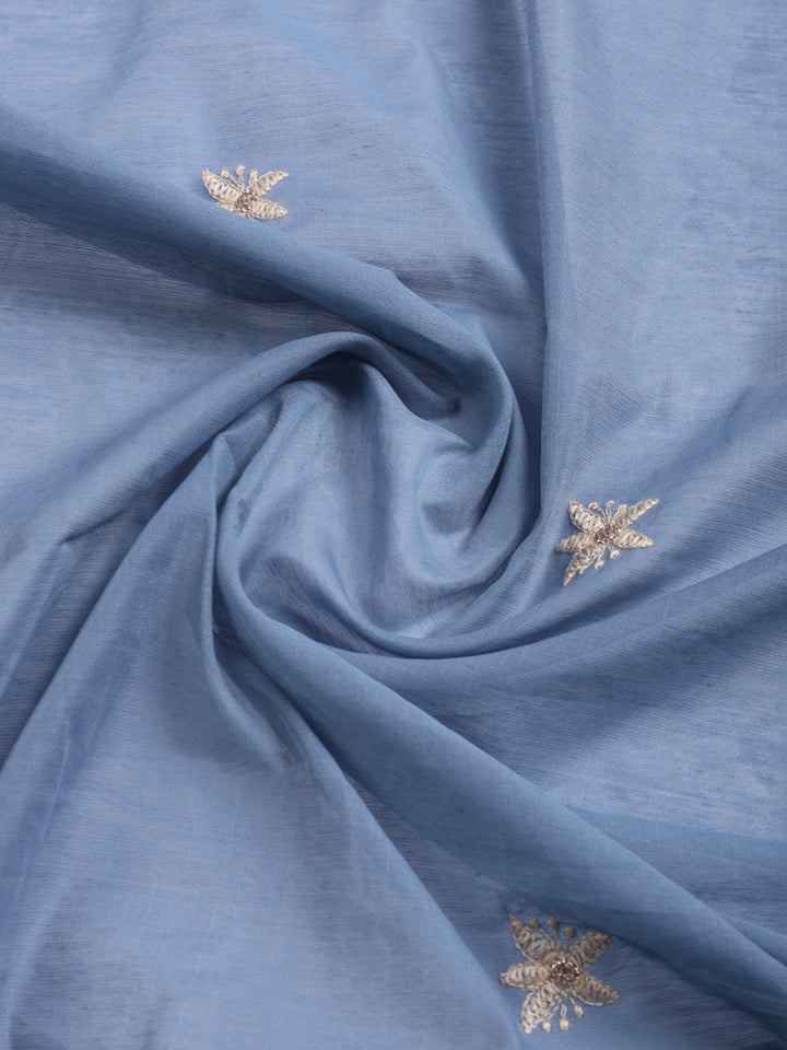 Embroidered Cotton Blend Unstitched Suit With Pant &amp; Dupatta