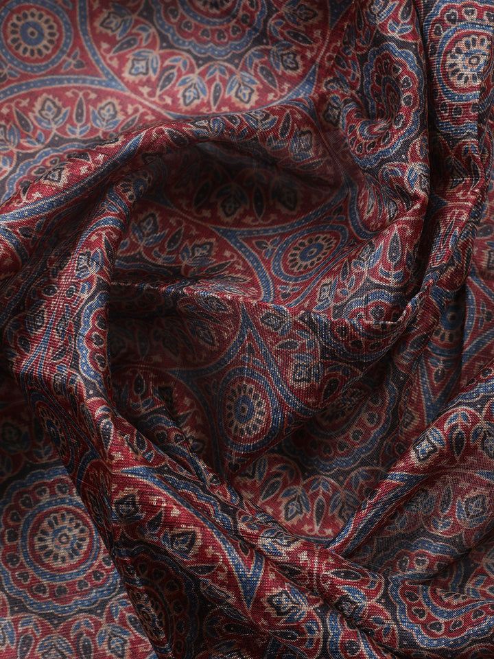 Embroidered Cotton Blend Unstitched Suit With Pant &amp; Dupatta