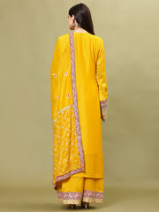 Gota Embroidered Georgette Kurta With Palazzo And Dupatta