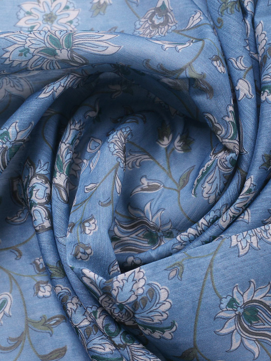 Printed Chanderi Unstitched Suit With Pant &amp; Dupatta